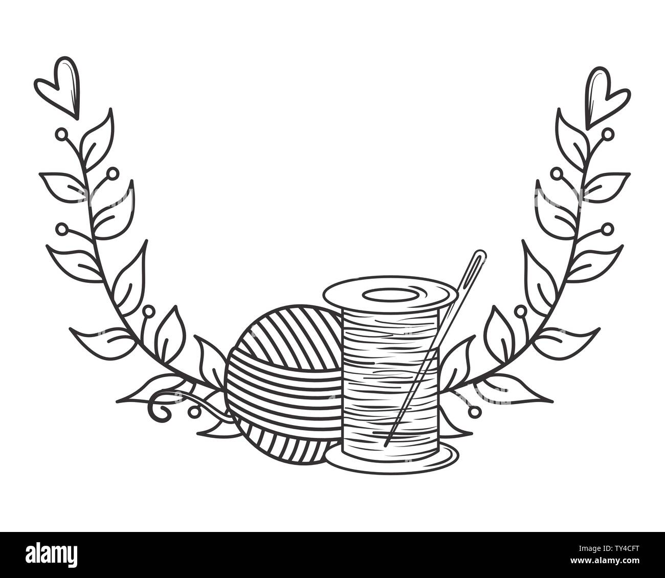 Yarn ball and thread design, Tailor shop fashion textile