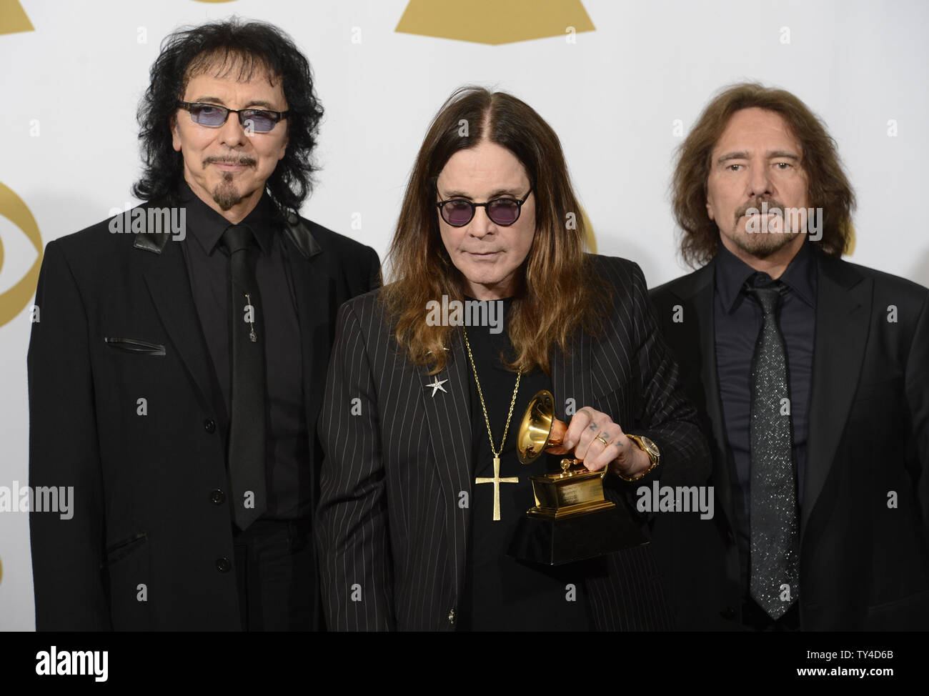 (LR) Recording artists Tony Iommi, Ozzy Osbourne and Geezer Butler of