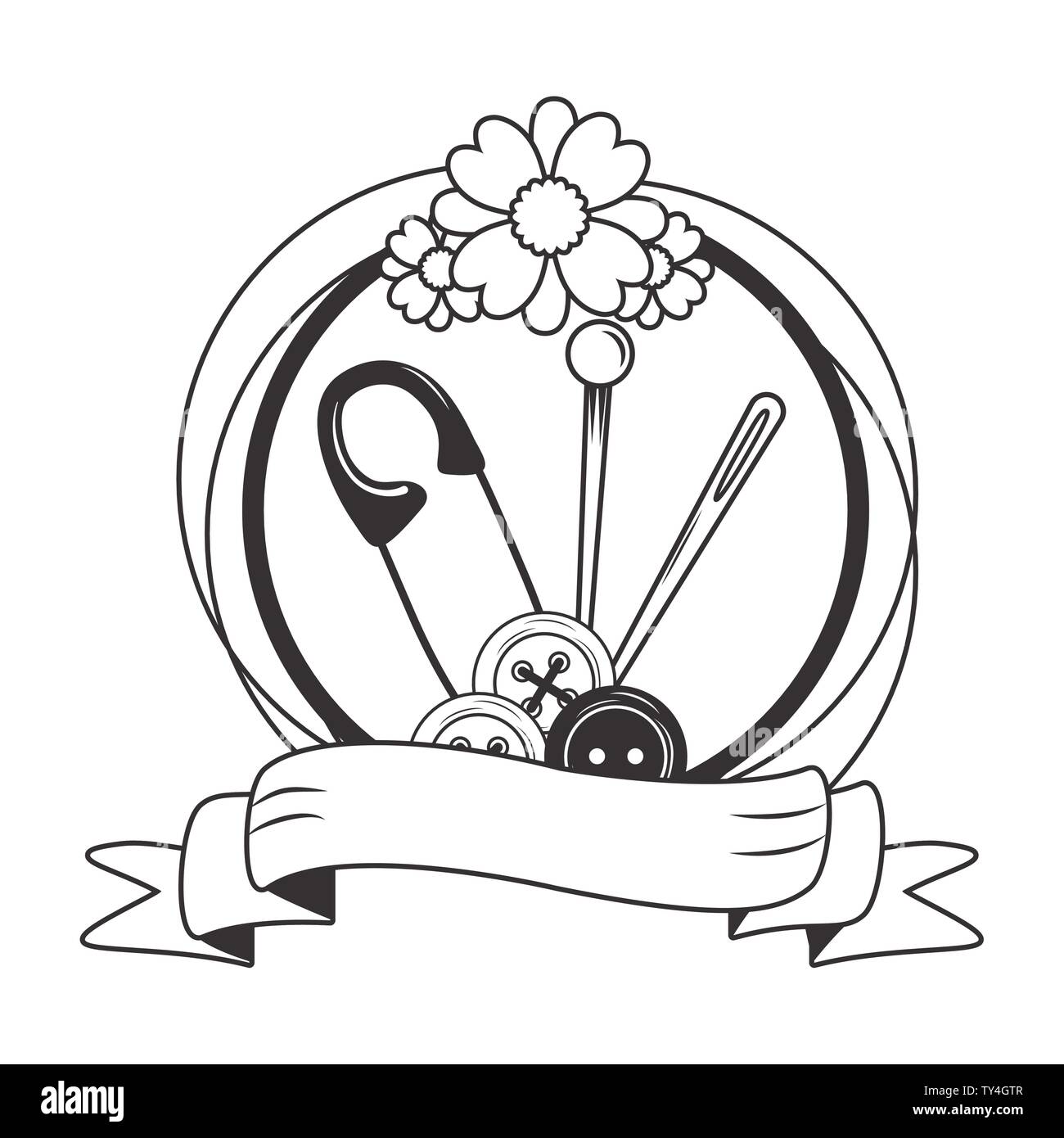 Button needle and pin design, Tailor shop fashion textile workshop ...