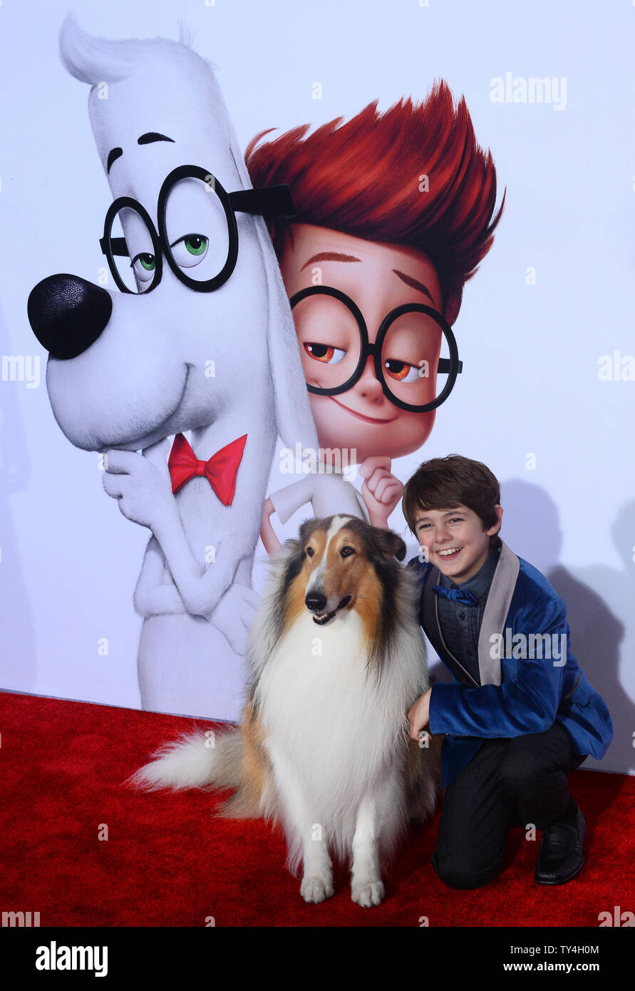 Cast member Ty Burrell, the voice of Mr. Peabody in the animated motion  picture Mr. Peabody & Sherman attends the premiere of the film at the  Regency Village Theatre in the Westwood section of Los Angeles March 5,  2014. Storyline: Mr. Peabody, the