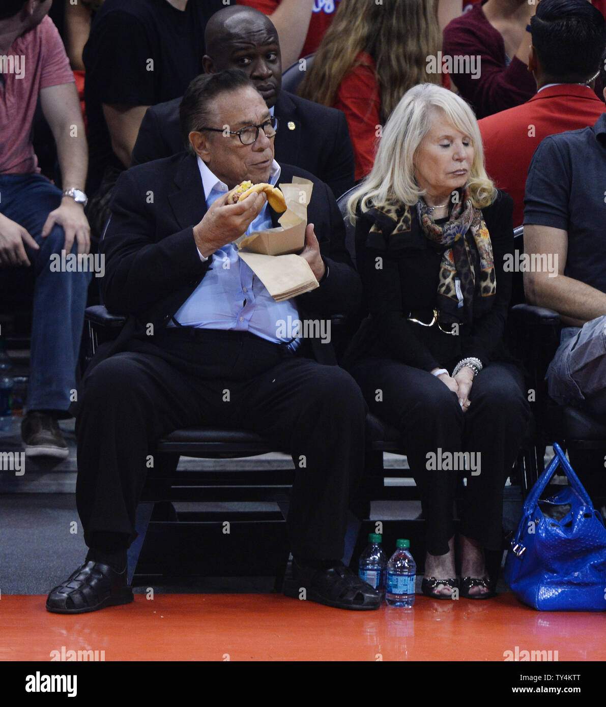 Los Angeles Clippers Owner Donald Sterling Sits Court Side With His Wife Rochelle Sterling At Game 1 In The First Round Of The Western Conference Playoff Series Against The Golden State Warriors