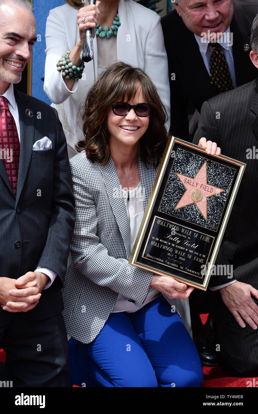 Actress Sally Field holds a replica plaque during an unveiling ceremony ...