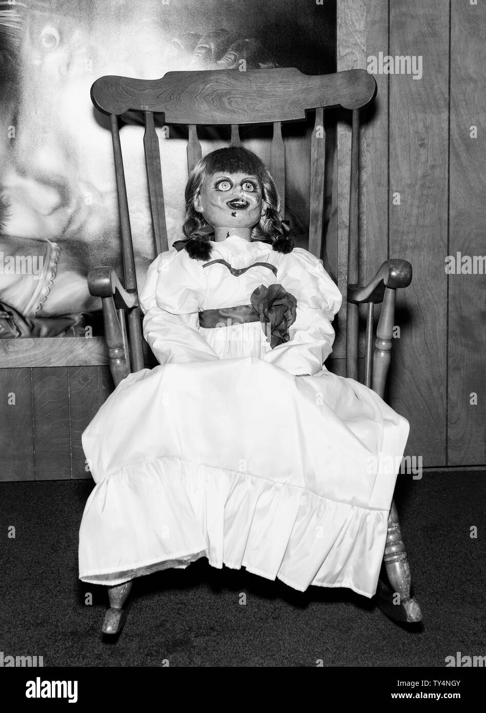 Westwood, CA - June 20, 2019: A view of Annabelle Doll on display for the Premiere Of Warner Bros' 'Annabelle Comes Home' held at Regency Village Thea Stock Photo