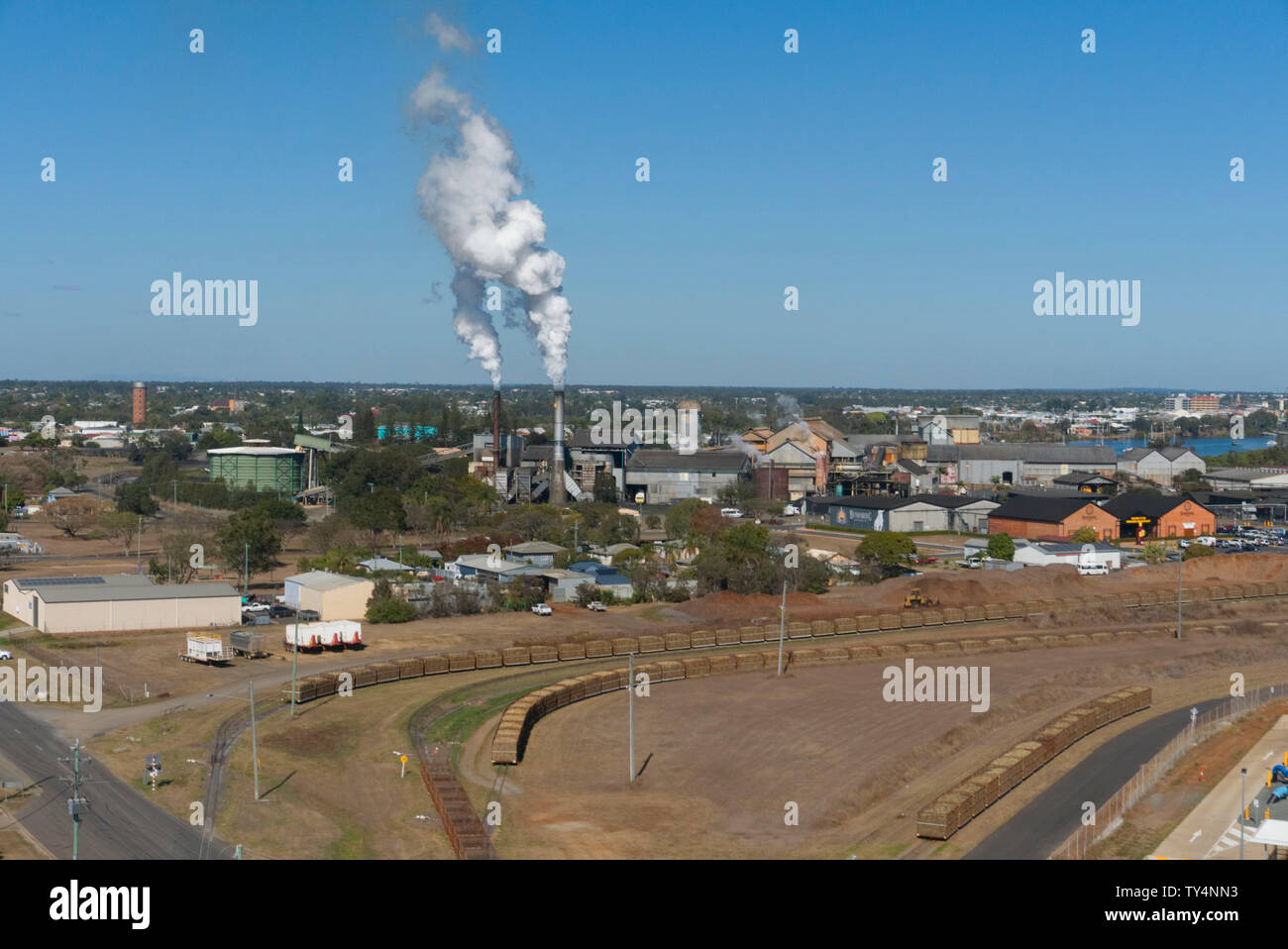 Aerial of Millaquin Mill & Bundaberg Refinery Bundaberg Queensland Australia Stock Photo
