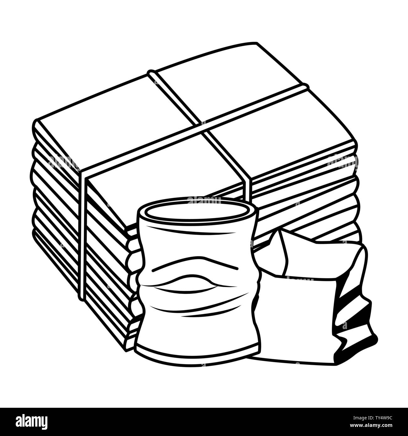 https://c8.alamy.com/comp/TY4W9C/crumpled-can-and-paper-icon-cartoon-in-black-and-white-TY4W9C.jpg