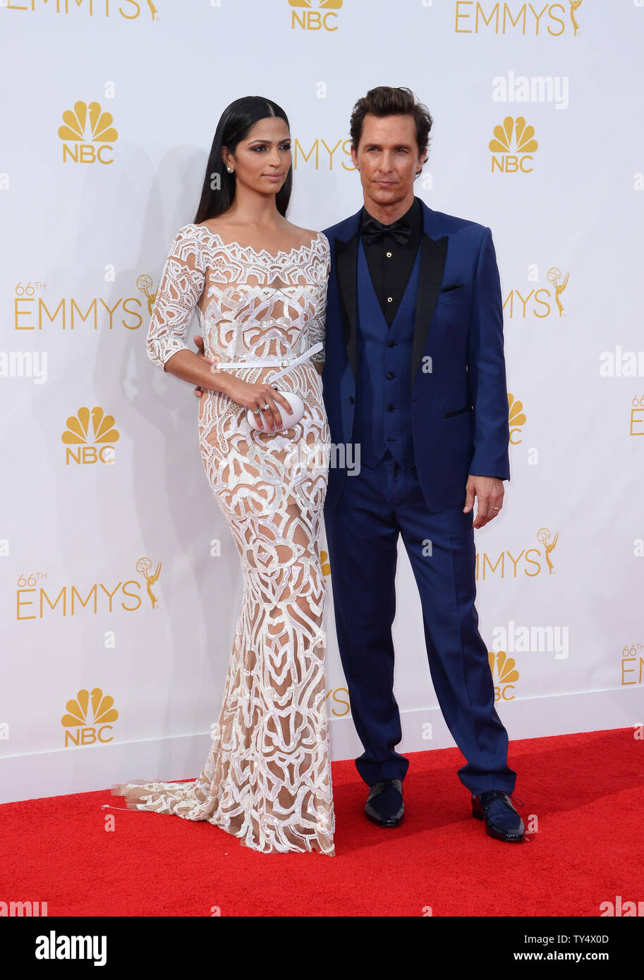 Camila Alves, left, and Matthew McConaughey arrive at the Primetime