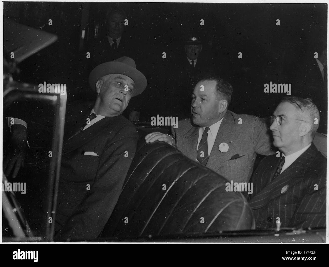 Franklin D. Roosevelt, Nebraska Governor Dwight Griswold, and Glenn L