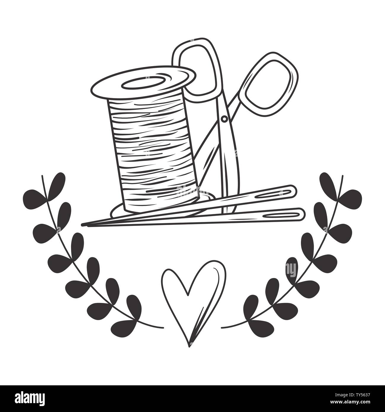 Logo For Tailors In Vintage Style With Needle And Thread Elements Download Template Power Point 2020