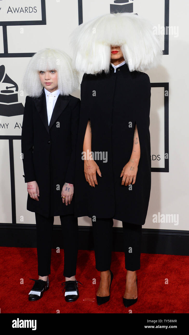 Dancer Maddie Ziegler (L) and singer-songwriter Sia arrive for the 57th