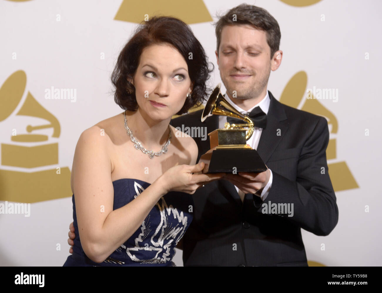 Musicians Hilary Hahn, left, and Cory Smythe, winners of Best Chamber