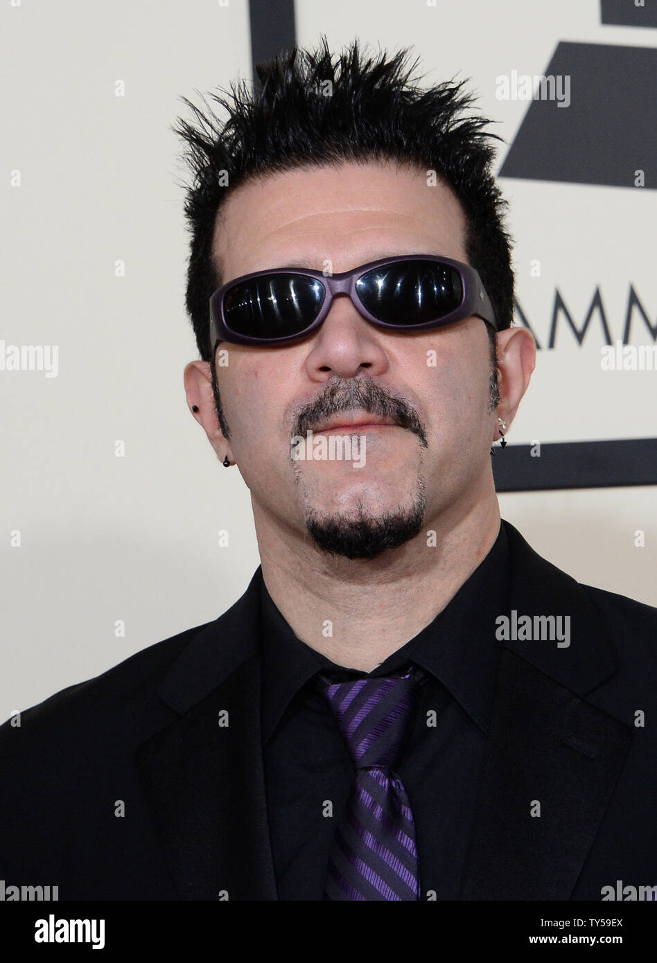 Musician Charlie Benante arrives for the 57th Grammy Awards at Staples
