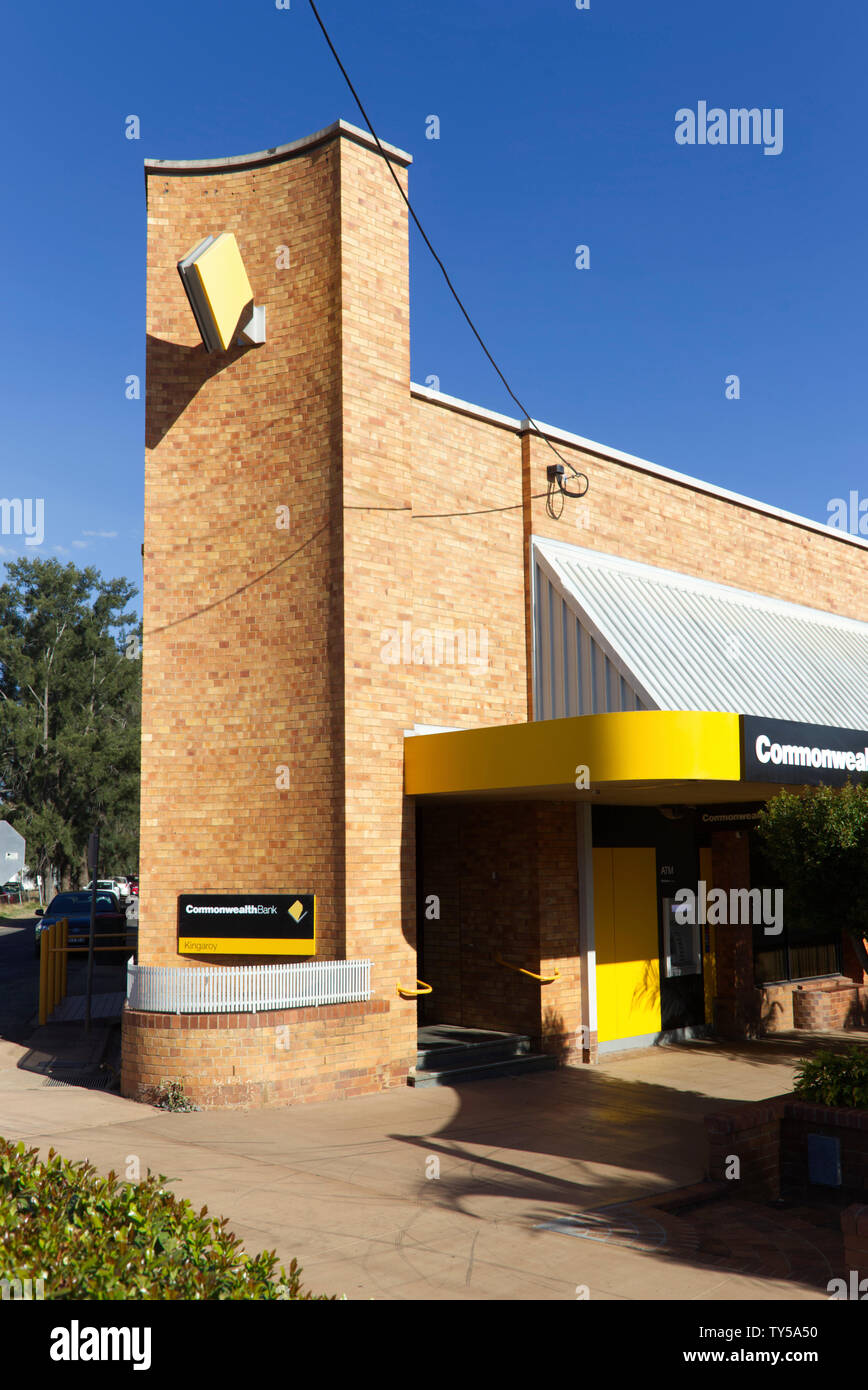 Unusual curved brick Commonwealth Bank Building on Kingaroy Street