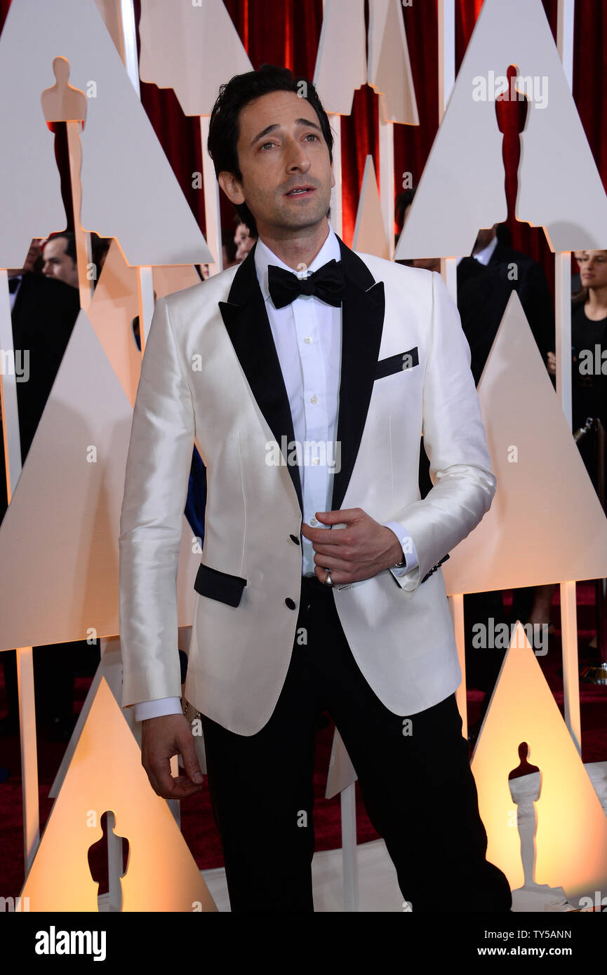 Adrien Brody arrives at the 87th Academy Awards at the Hollywood & Highland Center in Los Angeles on February 22, 2015. Photo by Jim Ruymen/UPI Stock Photo
