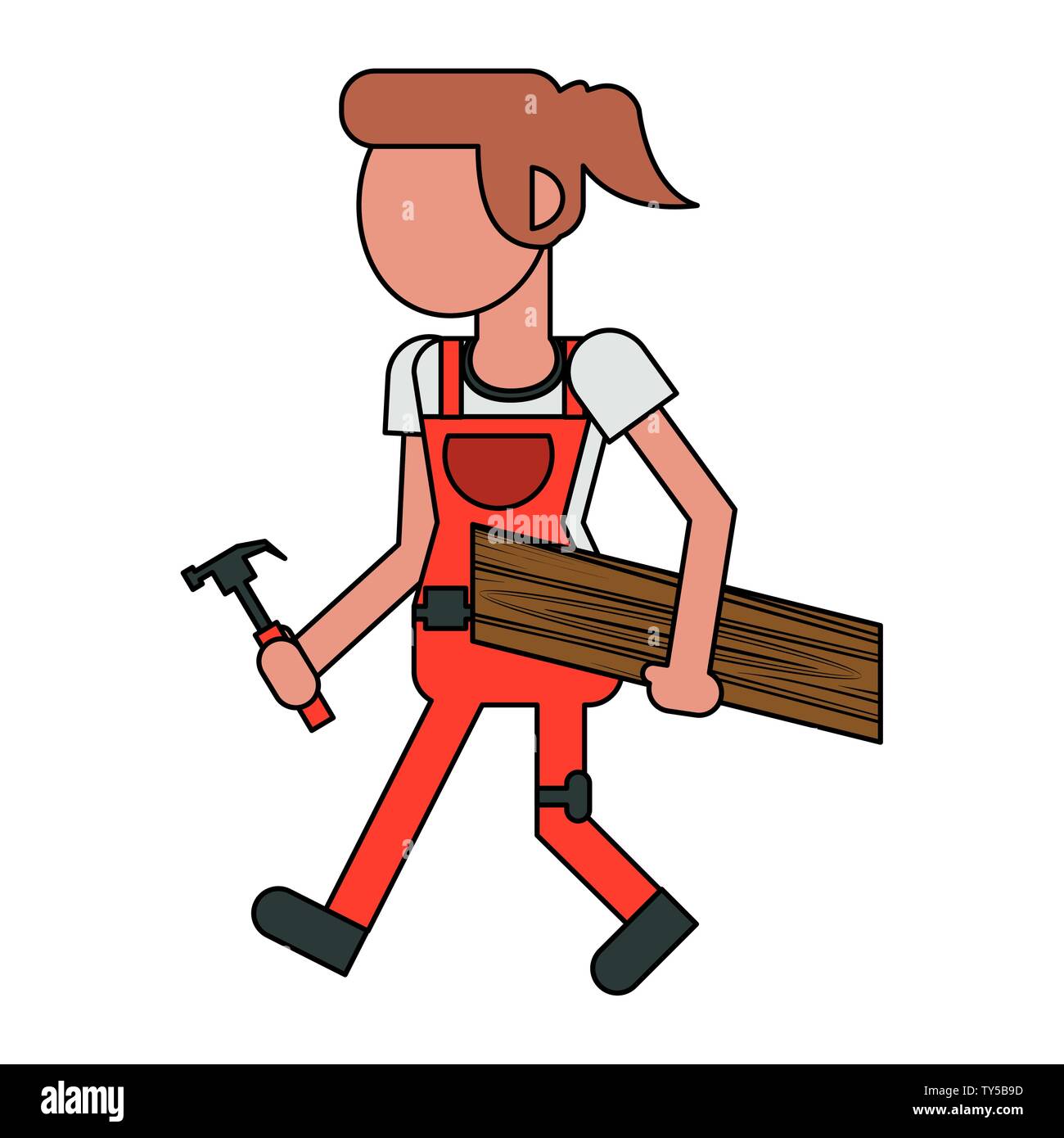 Construction worker smiling cartoon isolated faceless Stock Vector ...