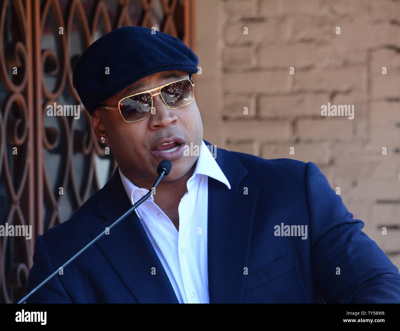 Actor and singer LL Cool J makes comments during an unveiling ceremony ...