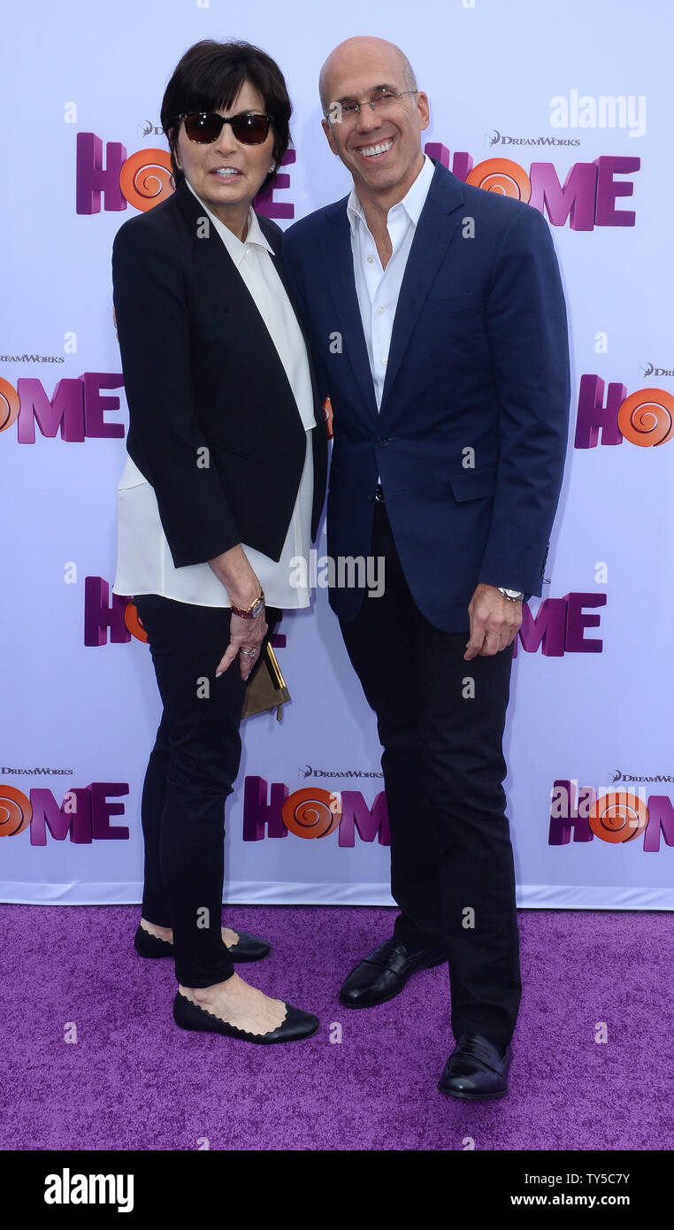 Producer Jeffrey Katzenberg and his wife Marilyn attend the premiere of the animated sci-fi comedy 'Home' at the Regency Village Theatre in the Westwood section of Los Angeles on March 22, 2015. Storyline: Oh (Jim Parsons), an alien on the run from his own people, lands on Earth and makes friends with the adventurous Tip (Rihanna), who is on a quest of her own.  Photo by Jim Ruymen/UPI Stock Photo