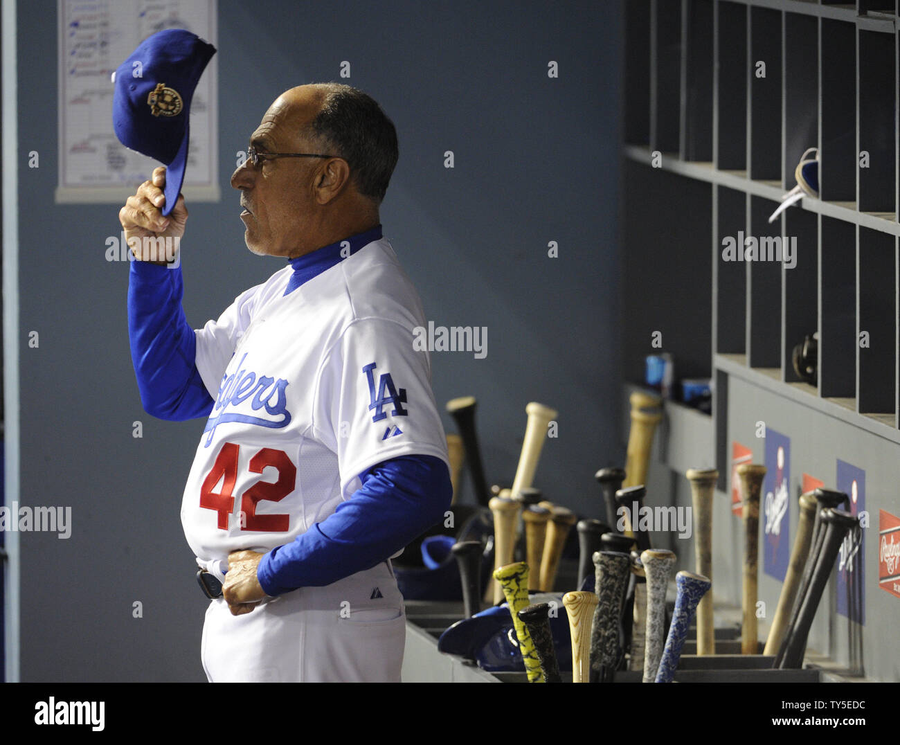 Los Angeles Dodgers coach Davey Lopes during the Jackie Robinson