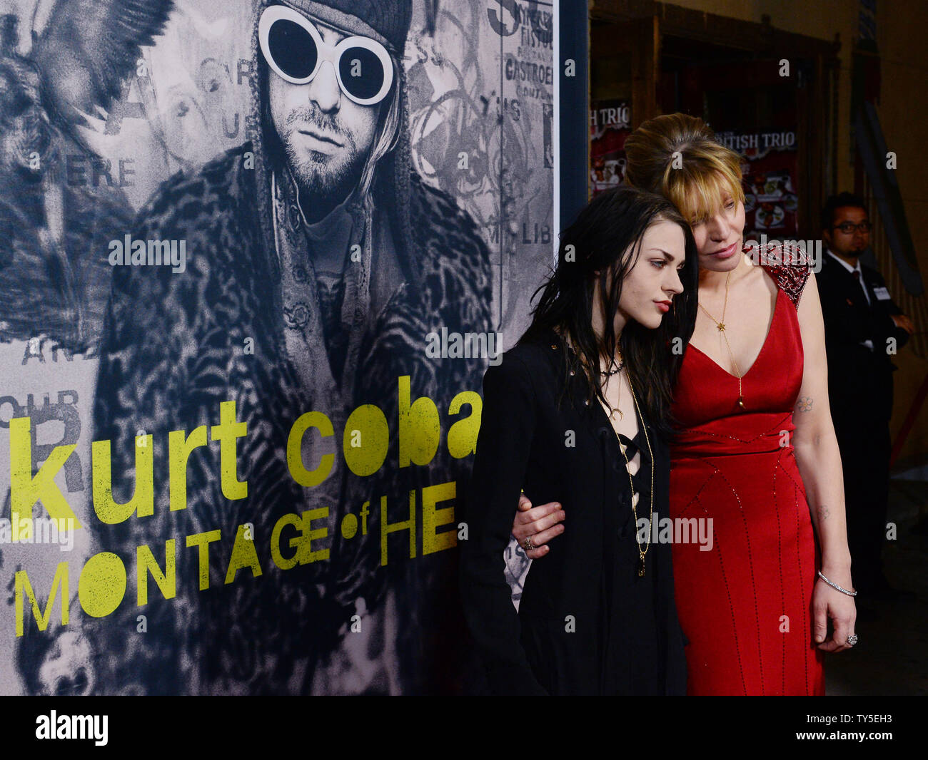 Alternative rock singer and songwriter Courtney Love (R) and her daughter Frances Bean Cobain attend the premiere of the authorized documentary 'Kurt Cobain: Montage of Heck' at the Egyptian Theatre in the Hollywood section of Los Angeles on April 21, 2015. Love reportedly  teared up while discussing her late husband's documentary at the Tribeca Film Festival last Sunday. Storyline: An authorized documentary on the late musician Kurt Cobain, from his early days in Aberdeen, Washington to his success and downfall with the grunge band Nirvana.  Photo by Jim Ruymen/UPI Stock Photo