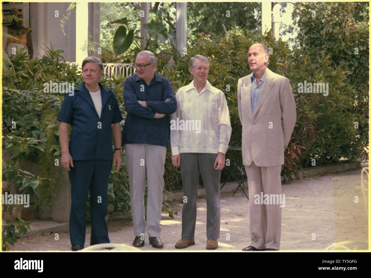 Helmut Schmidt, James Callaghan, Jimmy Carter and Giscard d'Estaing in Guadeloupe Stock Photo - Alamy