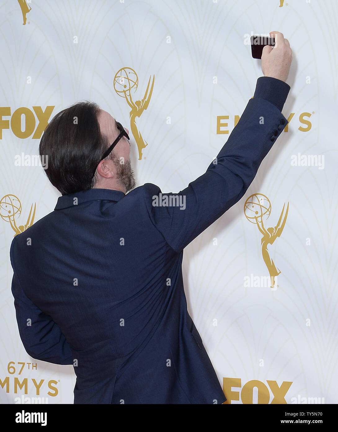 Actor Ricky Gervais arrives at the 67th Primetime Emmy Awards in the