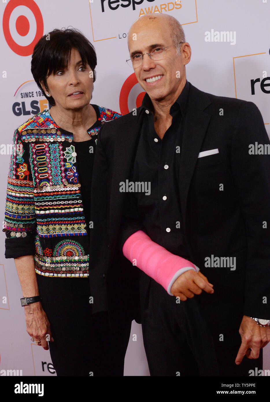 Producer Jeffrey Katzenberg and his wife Marilyn attend the GLSEN Respect Awards at the Beverly Wilshire Four Seasons Hotel in Beverly Hills, California on October 23, 2015.  Photo by Jim Ruymen/UPI. Stock Photo