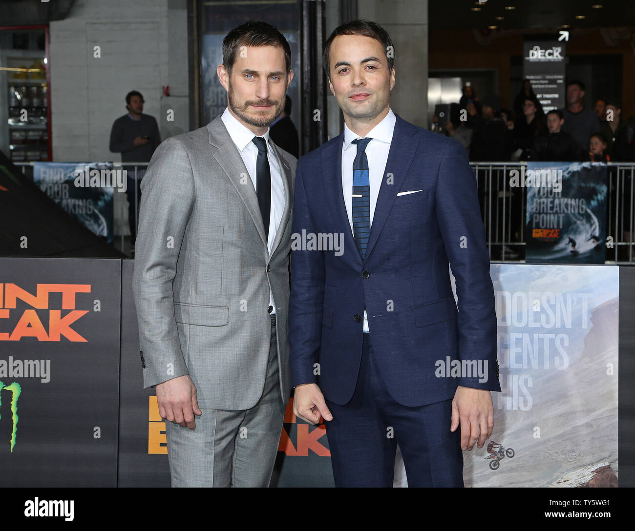 Clemens Schick (L) and Nikolai Kinski attend the premiere of the film 'Point Break' at the TCL Chinese Theatre in the Hollywood section of Los Angeles on December 15, 2015.   Photo by David Silpa/UPI Stock Photo