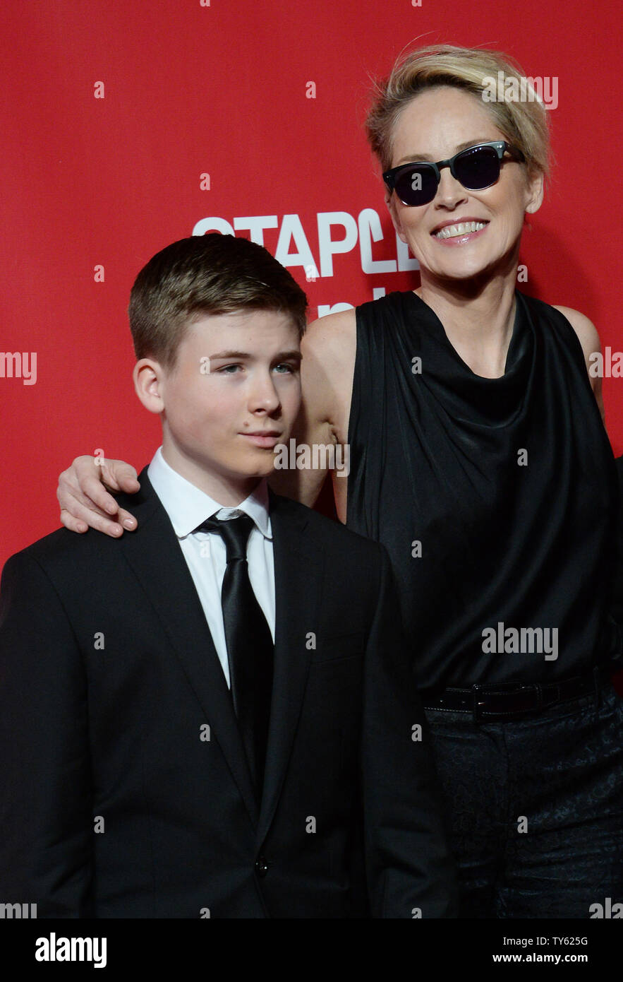 Sharon Stone with her son Roan Joseph Bronstein on arrival GQ Men