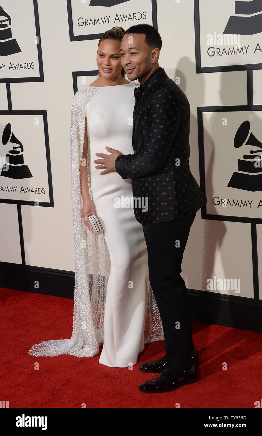 Chrissy Teigen Left And John Legend Arrive For The 58th Annual Grammy Awards Held At Staples Center In Los Angeles On February 15 2016 Photo By Jim Ruymen Upi Stock Photo Alamy
