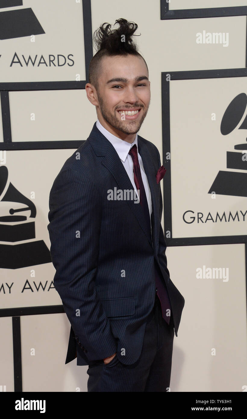 Max Schneider arrives for the 58th annual Grammy Awards held at Staples