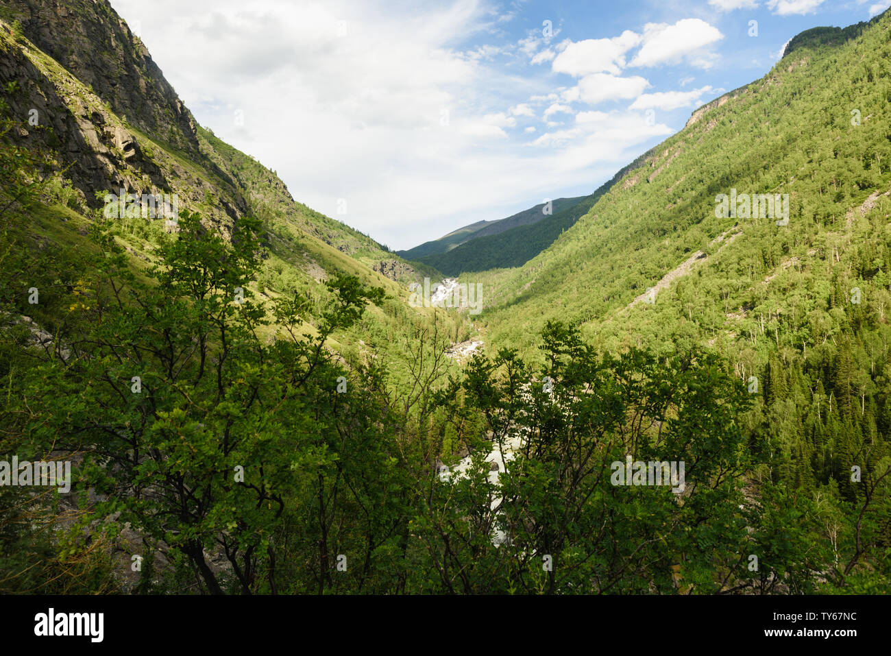 Chulishman valley in mountain Altay the road to Uchar Stock Photo