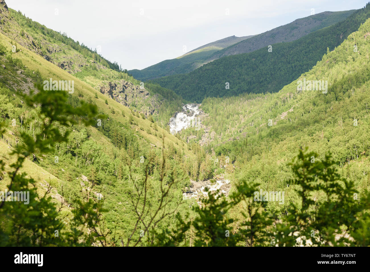 Chulishman valley in mountain Altay the road to Uchar Stock Photo