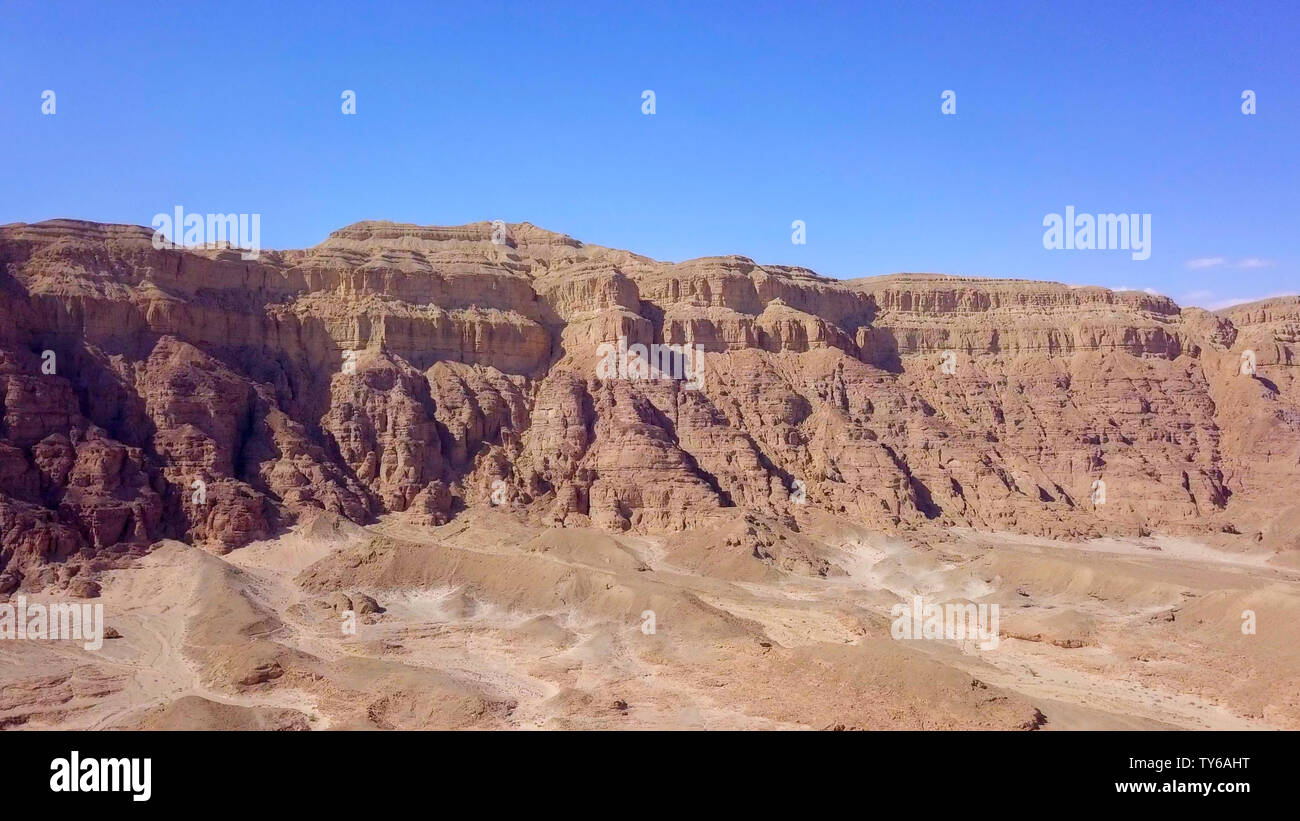 Dry Desert landscape, Aerial image. Stock Photo