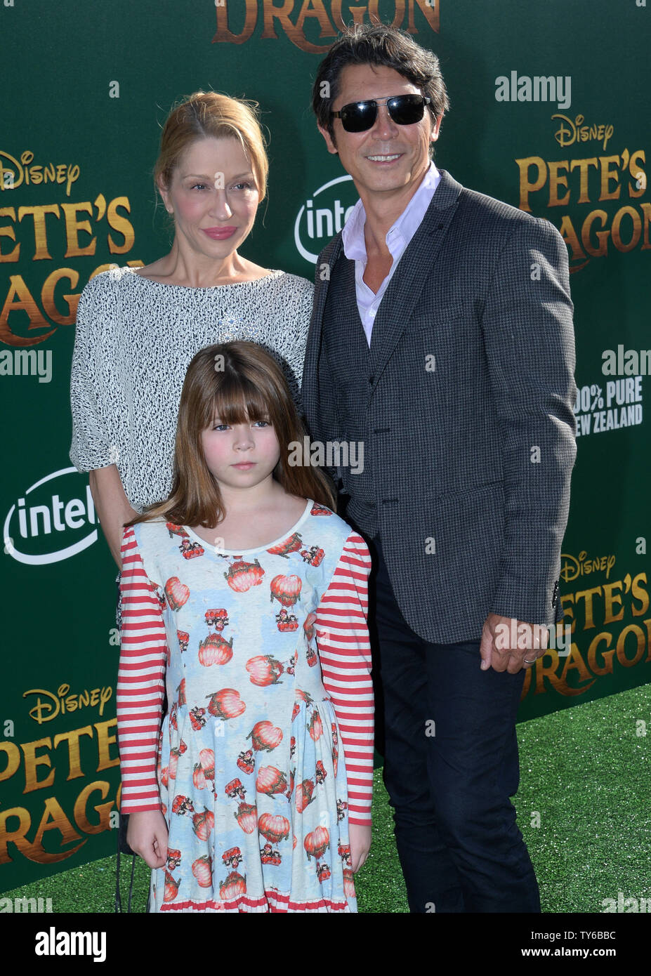 Actor Lou Diamond Phillips attends the premiere of the motion picture fantasy 'Pete's Dragon' with his wife Yvonne Boismier Phillips and their daughter Indigo Sanara Phillips at the El Capitan Theatre in the Hollywood section of Los Angeles on August 8, 2016. Storyline: The adventures of an orphaned boy named Pete and his best friend Elliot, who just so happens to be a dragon.  Photo by Jim Ruymen/UPI Stock Photo