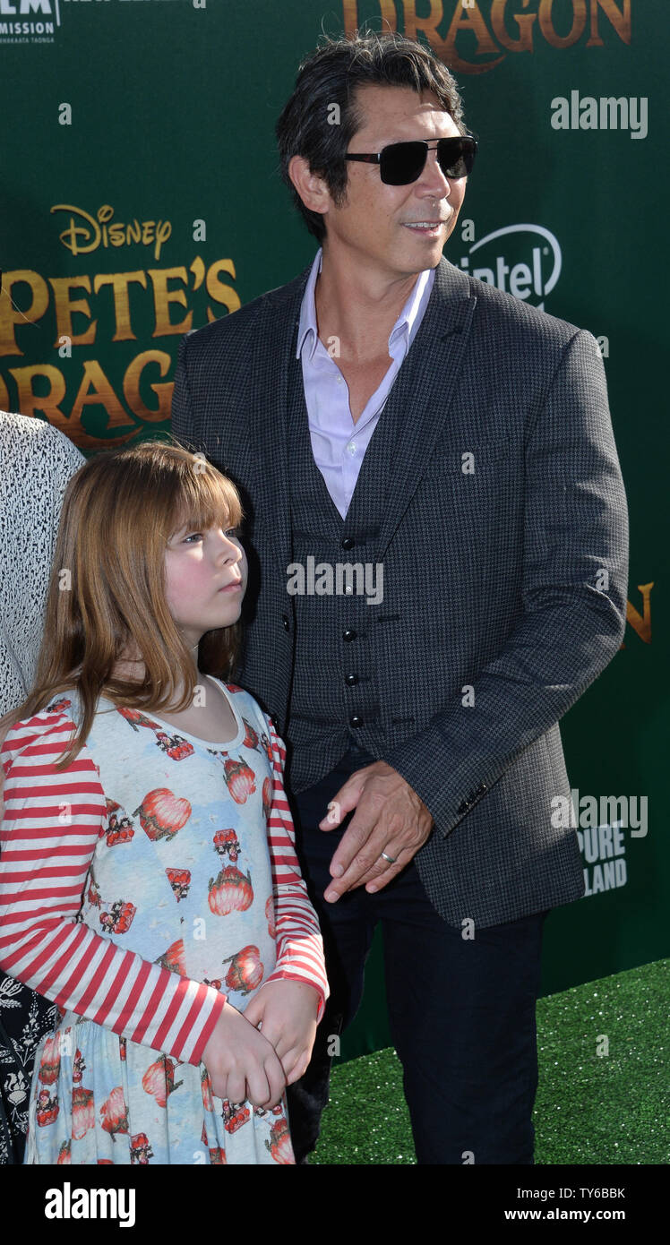 Actor Lou Diamond Phillips and his daughter and their daughter Indigo Sanara Phillips attend the premiere of the motion picture fantasy 'Pete's Dragon' at the El Capitan Theatre in the Hollywood section of Los Angeles on August 8, 2016. Storyline: The adventures of an orphaned boy named Pete and his best friend Elliot, who just so happens to be a dragon.  Photo by Jim Ruymen/UPI Stock Photo