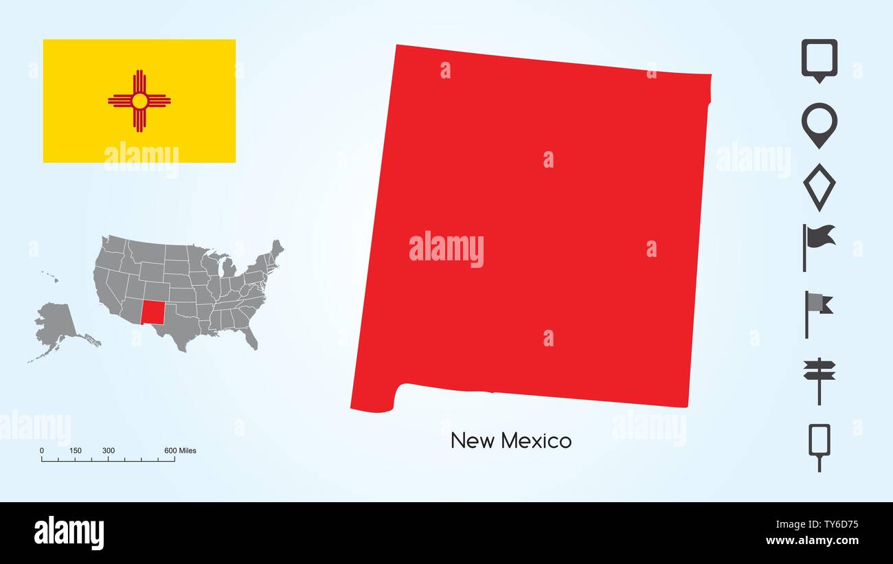 Map of The United States of America with the Selected State of New