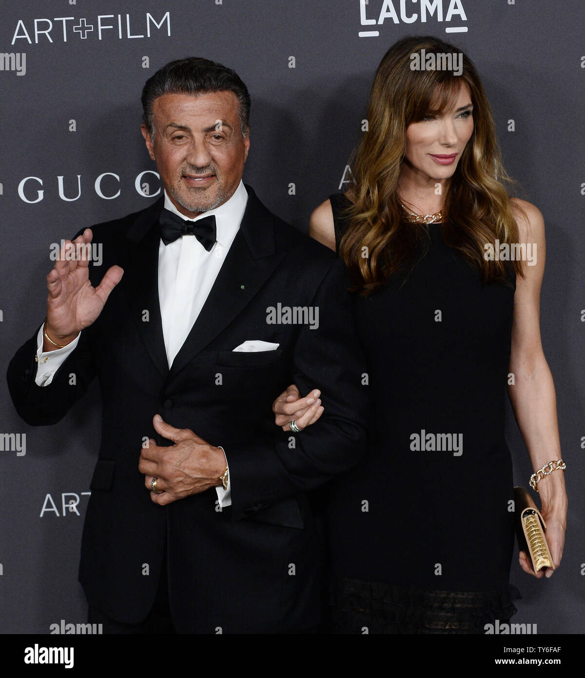 Actor Sylvester Stallone and his wife Jennifer Flavin attend the LACMA Art + Film gala honoring
