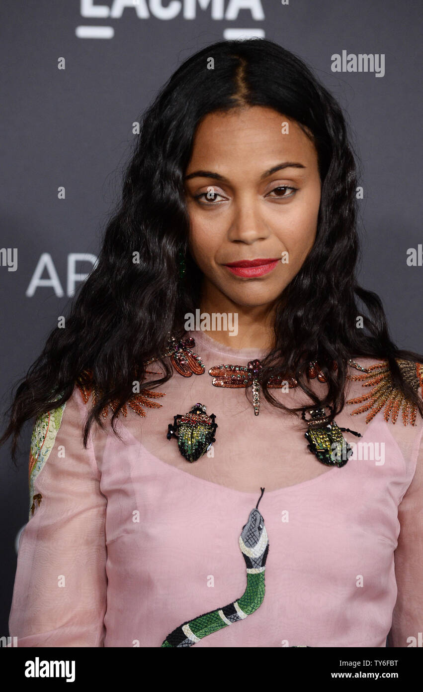 Actress Zoe Saldana attends the LACMA Art + Film gala honoring Robert Irwin and Kathryn Bigelow at the Los Angeles County Museum of Art in Los Angeles on October 29, 2016.  Photo by Jim Ruymen/UPI Stock Photo