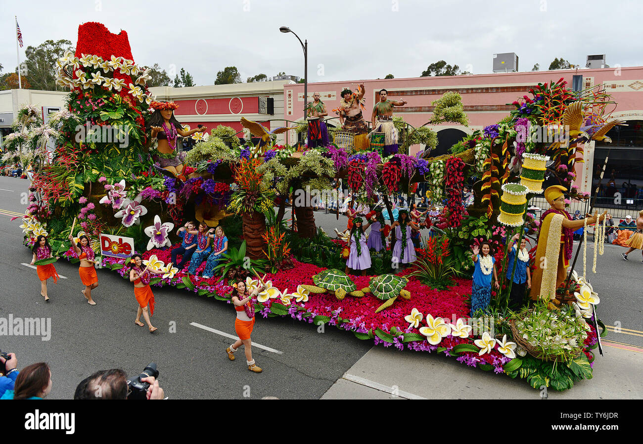 Dole Packaged Foods float 'Spirit of Hawaii', winner of the Sweepstakes  Trophy, makes its way down Colorado Boulevard in the 128th Rose Parade held  in Pasadena, California on January 2, 2017. Photo