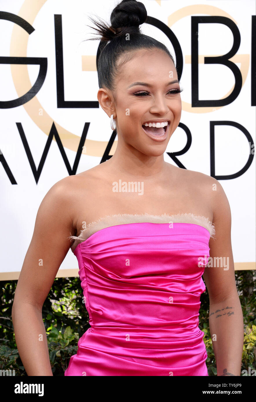 Karrueche Tran attends the 74th annual Golden Globe Awards at the