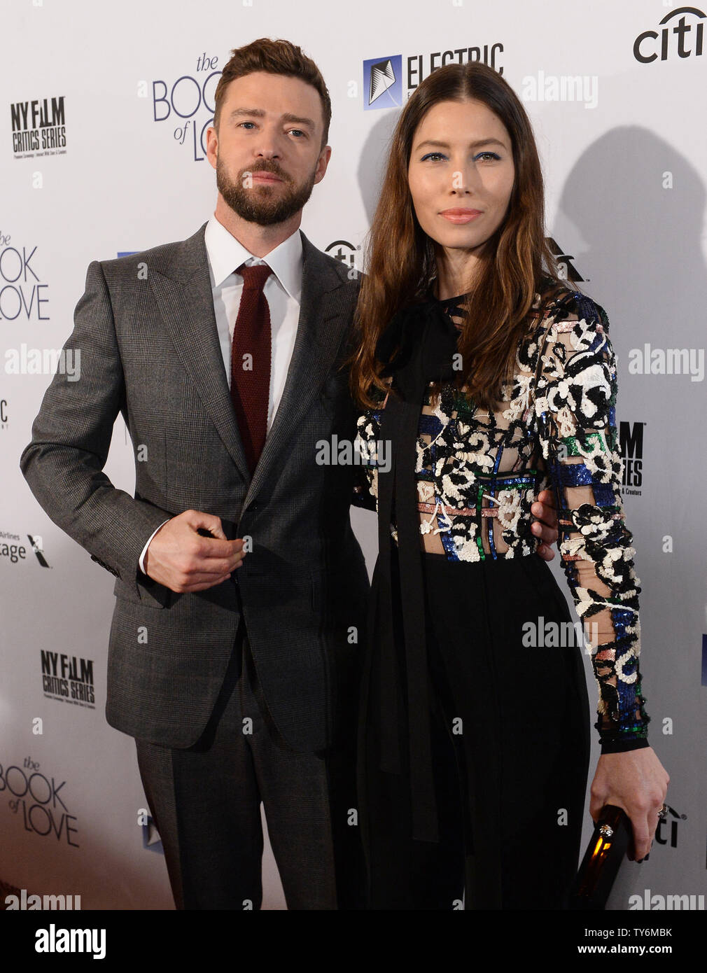 Cast member Jessica Biel and her husband, actor and singer Justin  Timberlake attend the premiere of the motion picture drama 