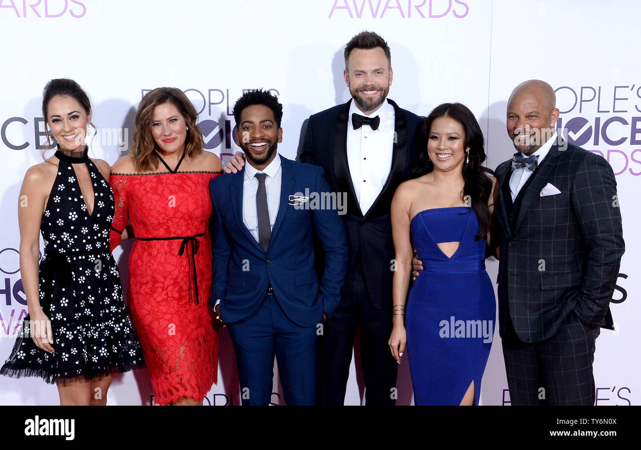 (L-R) Actors Susannah Fielding, Deborah Baker Jr., Shaun Brown, Joel McHale, Christine Ko and Chris Williams attend the 43rd annual People's Choice Awards at the Microsoft Theater in Los Angeles on January 18, 2017. Photo by Jim Ruymen/UPI Stock Photo