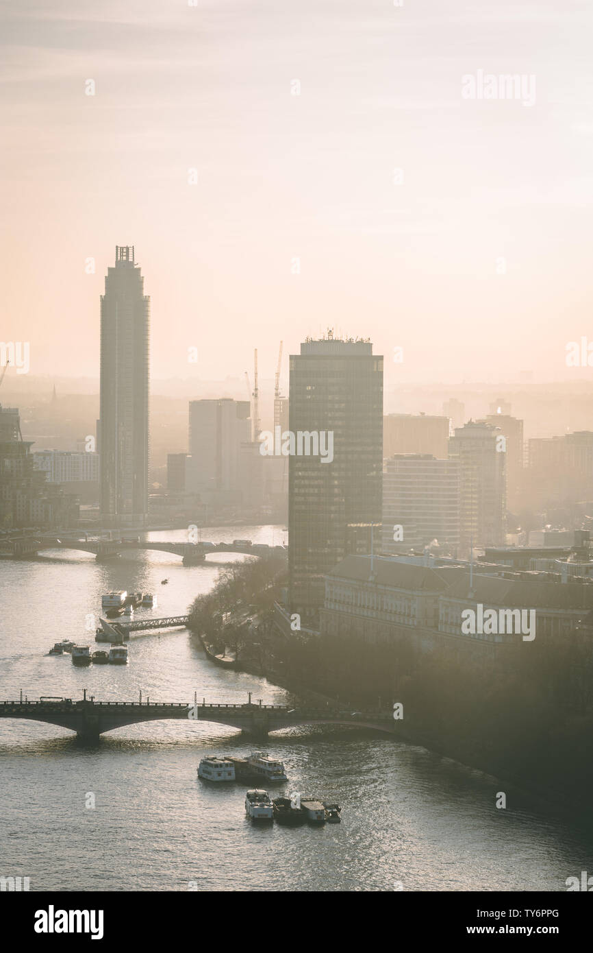 London, London Eye, UK, River Thames Stock Photo