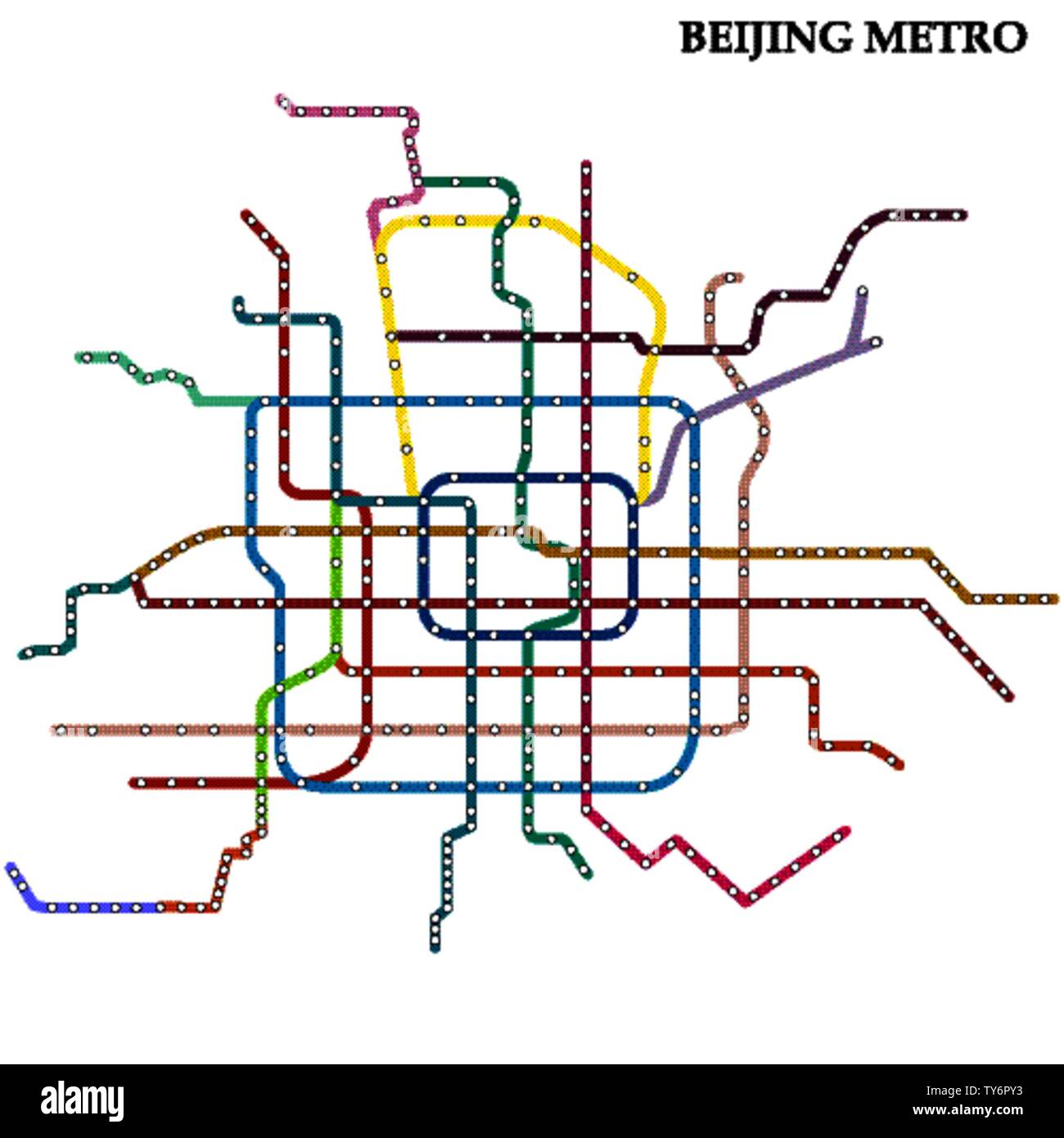 Map Of The Beijing Metro Subway Template Of City Transportation Scheme For Underground Road Stock Vector Image Art Alamy