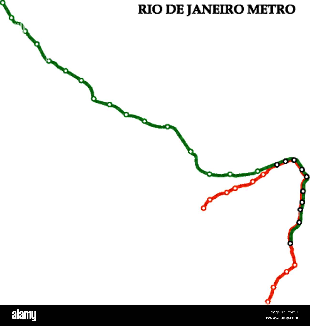 Map of the Rio de Janeiro metro, Subway, Template of city transportation scheme for underground road. Stock Vector
