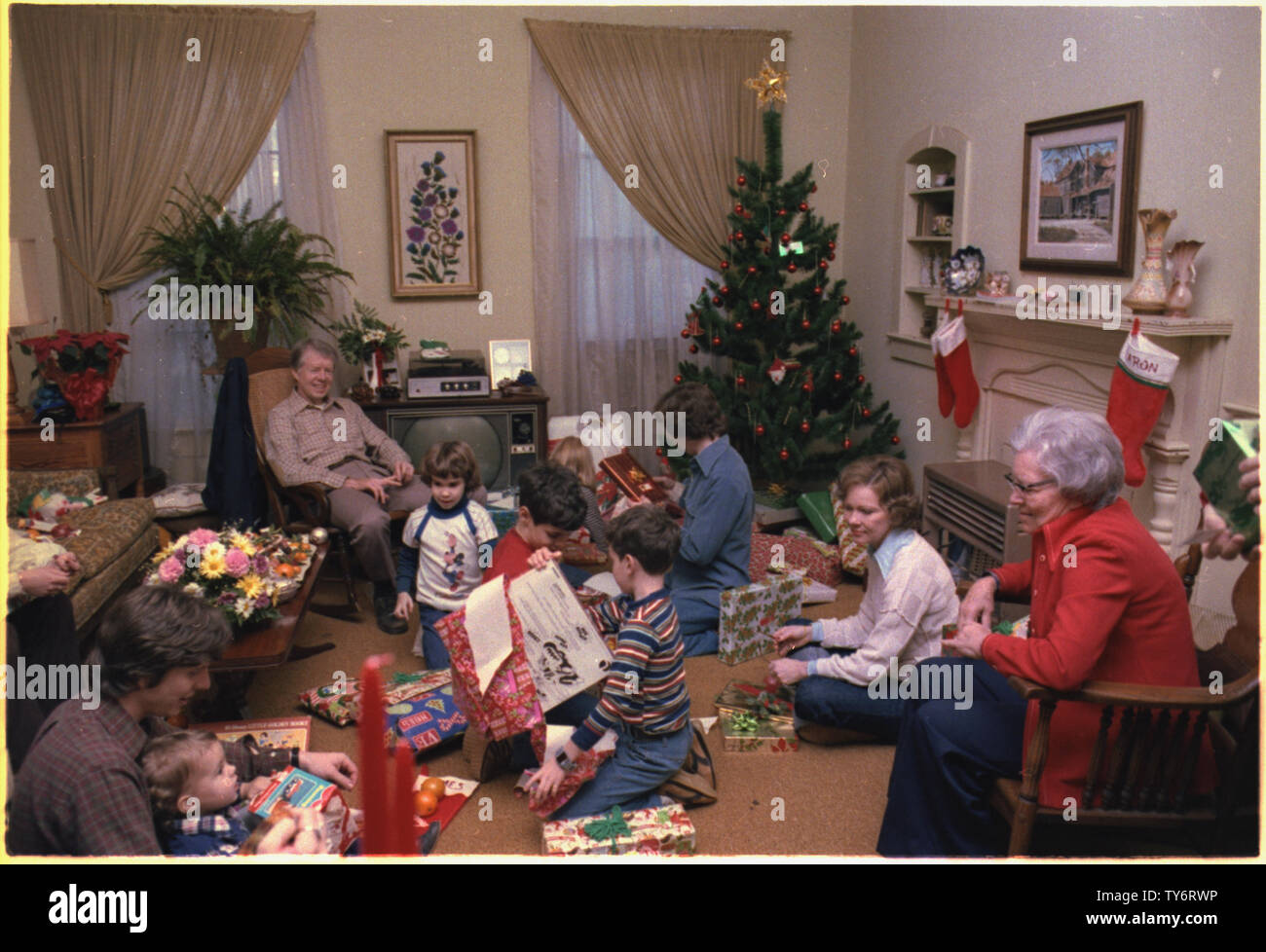 Jimmy Carter and family celebrate Christmas at home Stock Photo