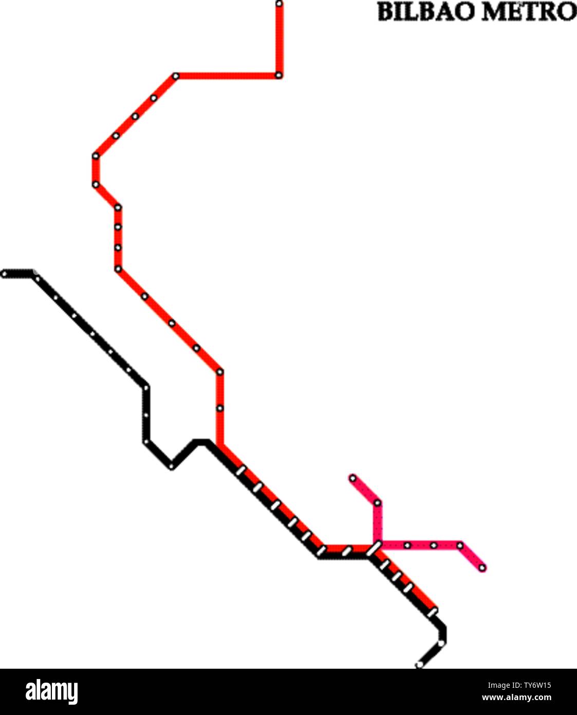 Map of the Bilbao metro, Subway, Template of city transportation scheme