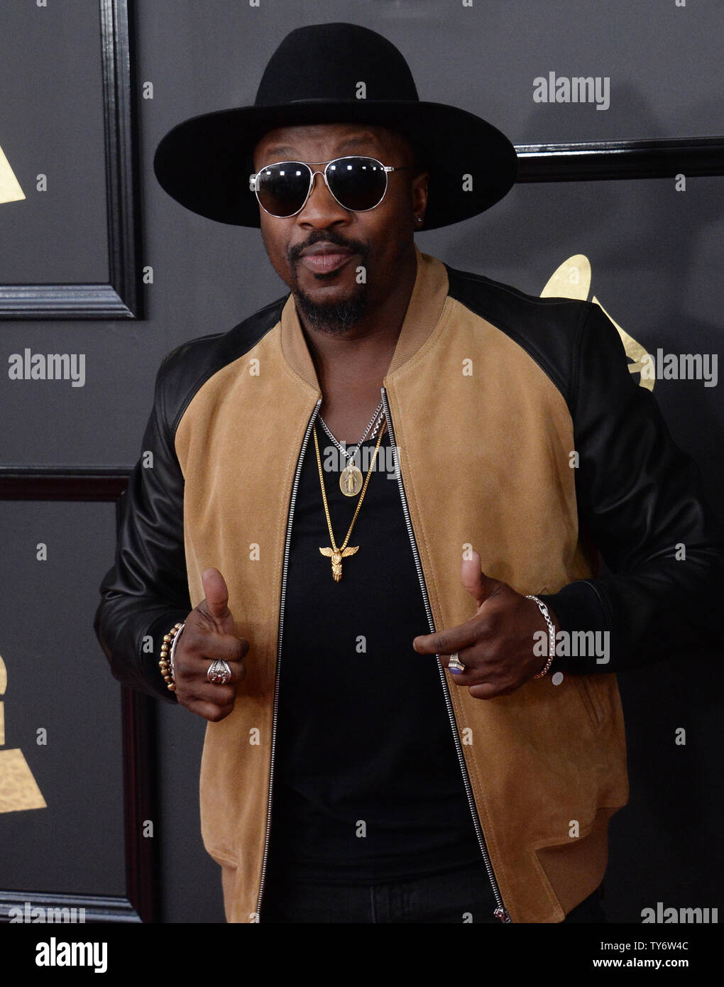 Singer Anthony Hamilton arrives for the 59th annual Grammy Awards held