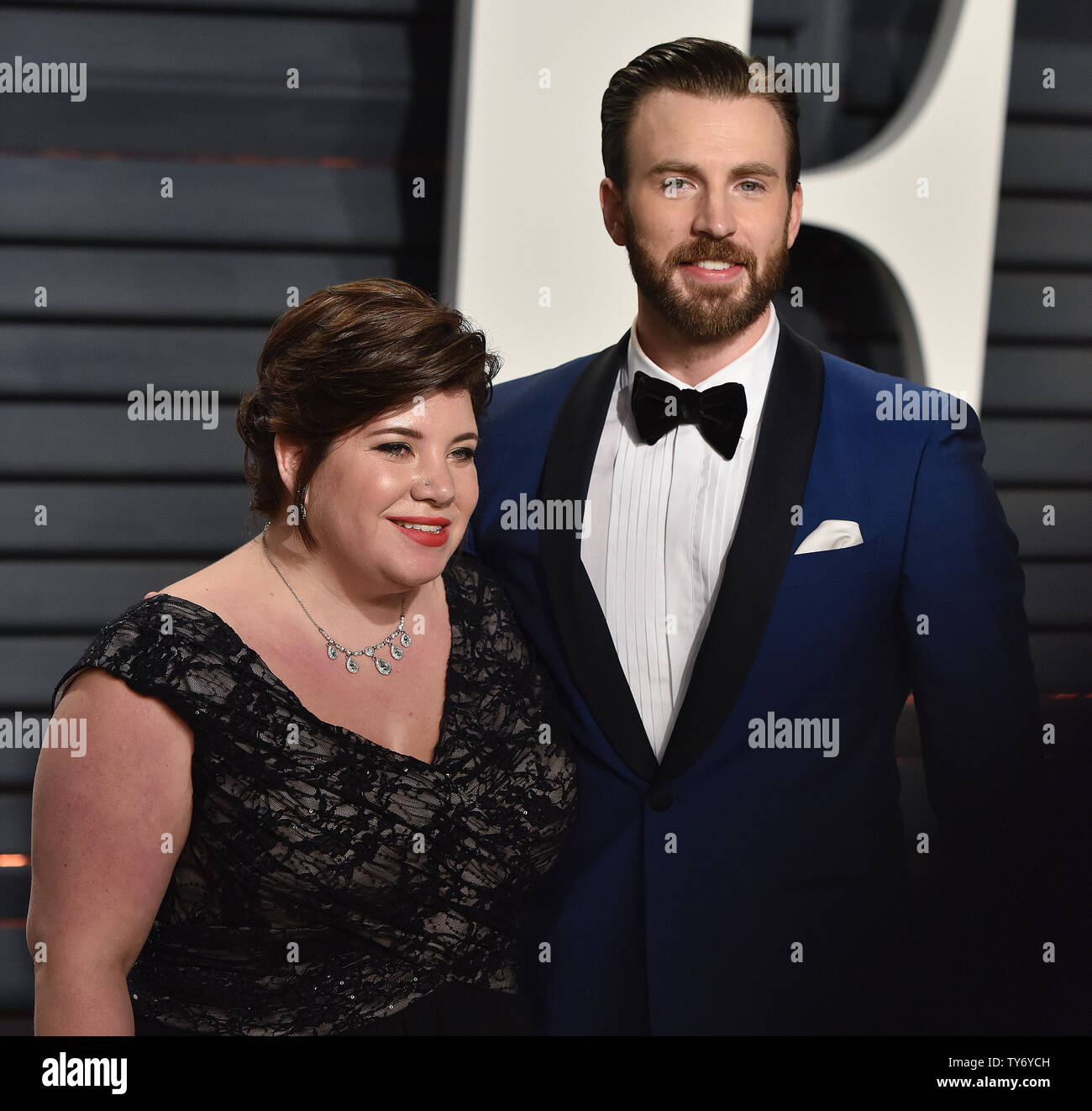 Chris Evans and his sister Shanna attend the Vanity Fair Oscar Party at the  Wallis Annenberg Center for the Performing Arts in Beverly Hills,  California on February 26, 2017. Photo by Christine