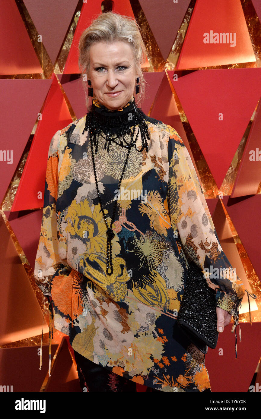 Costume designer Joanna Johnston arrives on the red carpet for the 89th  annual Academy Awards at the Dolby Theatre in the Hollywood section of Los  Angeles on February 26, 2017. Photo by