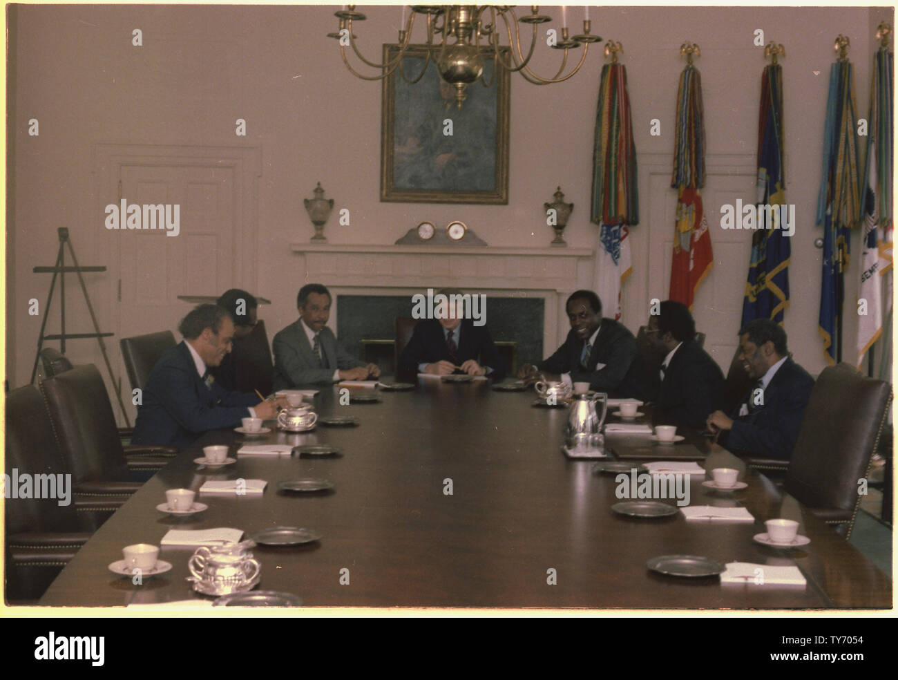 Jimmy Carter meets with a group of black congressmen and other black leaders. Stock Photo
